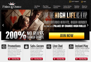 Palace of Chance Casino Homepage